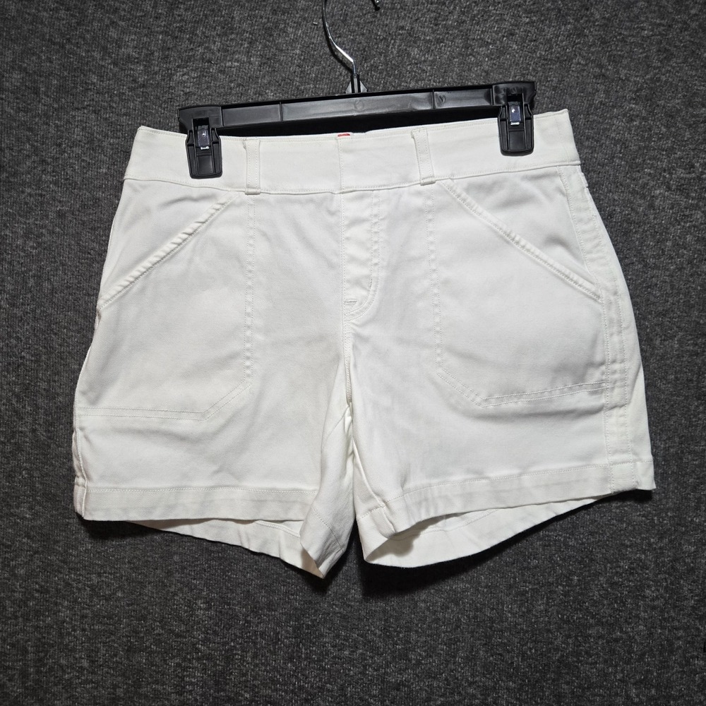 Spanx Shorts Women's S Stretch Twill White Shaping Pull On Pocket 5" 20318R